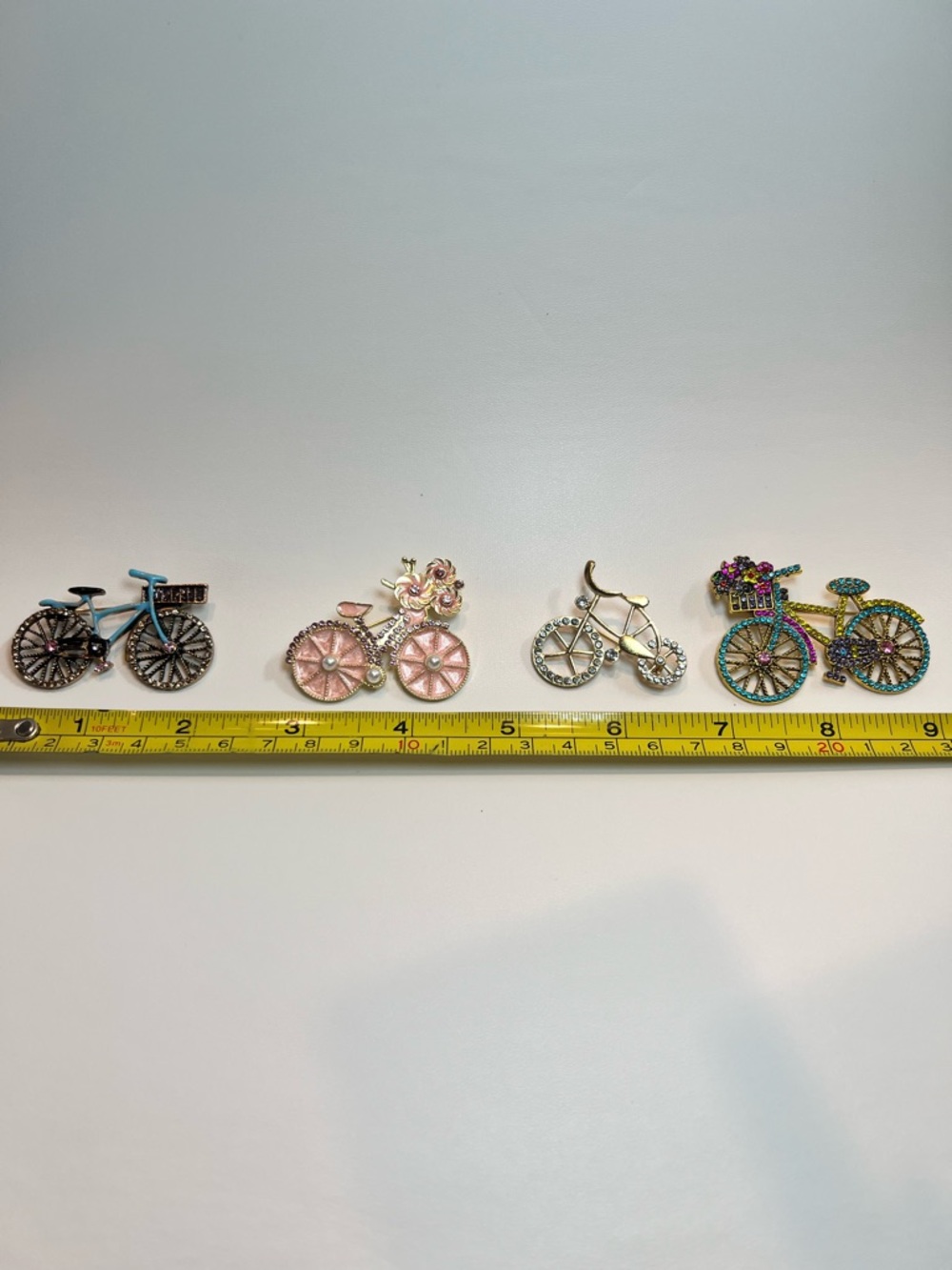 Bundle NEW lot bicycle bike rhinestone Multicolor Brooch Vintage style 4 pcs - Picture 8 of 8